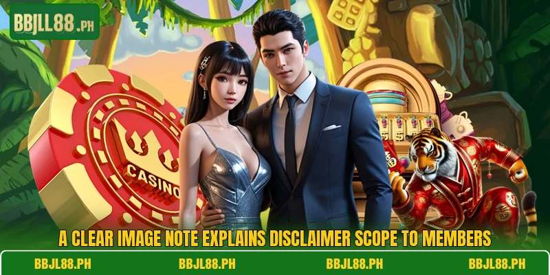 A clear image note explains disclaimer scope to members