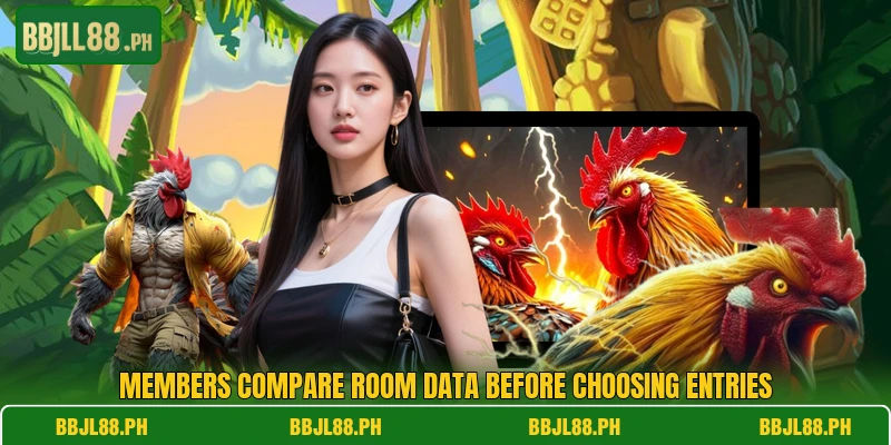 Members compare room data before choosing entries