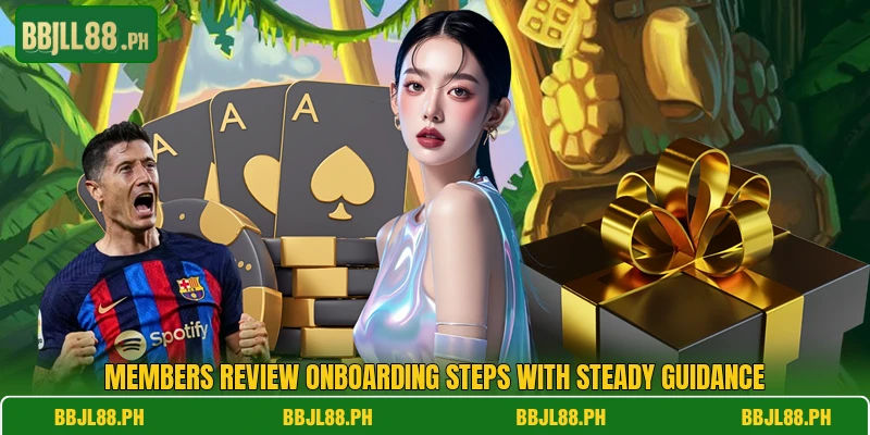 Members review onboarding steps with steady guidance
