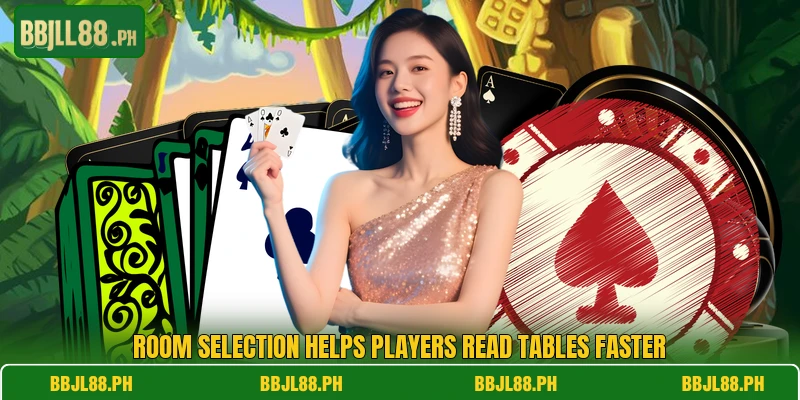Room selection helps players read tables faster